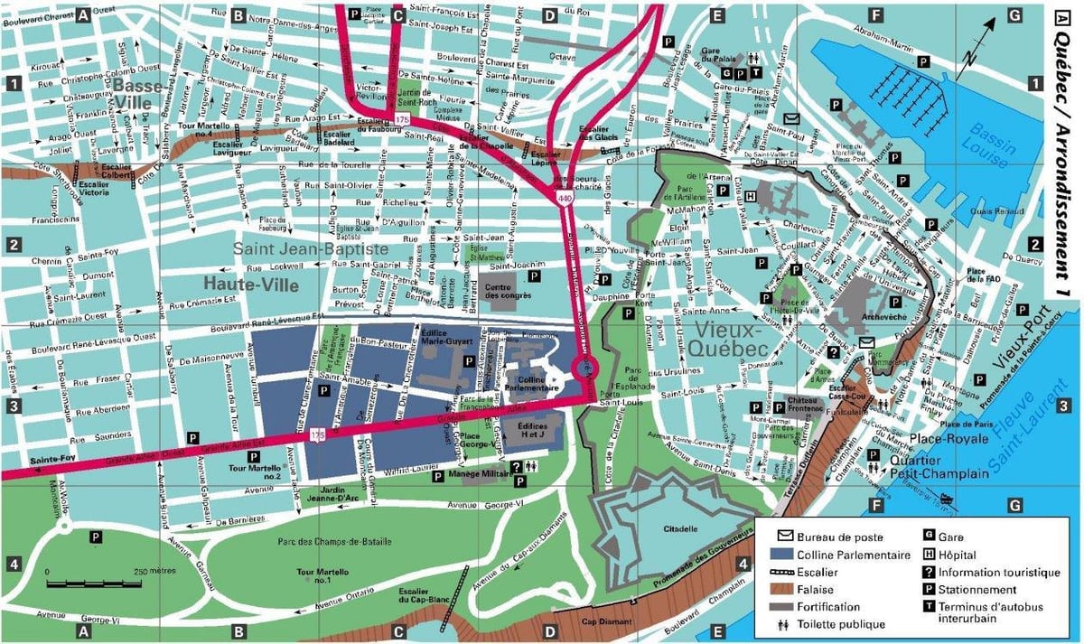 城市地图的魁北克的城市