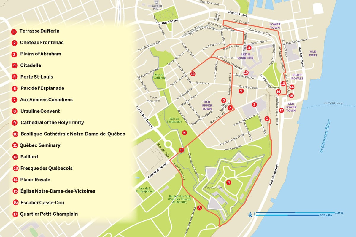 地图魁北克的城市跳上跳下