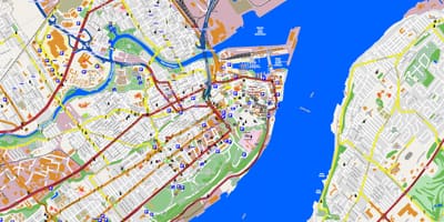 地图魁北克城市和周边地区