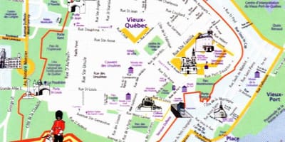 魁北克老城市的地图