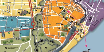 魁北克老城区景点的地图